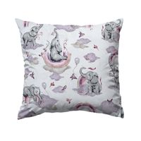 Bawełniana Poszewka Na Poduszkę – Słoniki i Chmurki