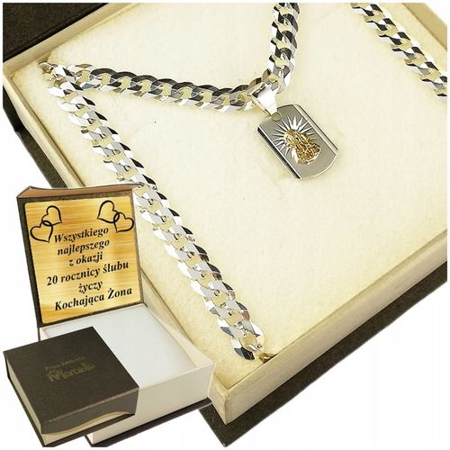 SREBRNY ŁAŃCUSZEK MĘSKI NASZYJNIK PANCERKA SREBRO 925 Z MEDALIKIEM GRAWER na Arena.pl