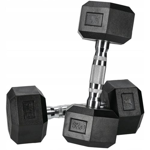 HANTLA HEX 5KG CIĘŻAREK OGUMOWANY SOLIDNY HANTEL WYTRZYMAŁY STALOWY PREMIUM na Arena.pl
