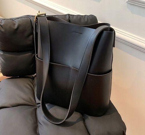 Torebka Damska Szoperka CZARNA Torba na Ramię Pojemna Shopper A4 Eko Skóra na Arena.pl