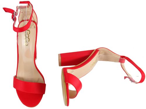 Czerwone sandałki na słupku z paskiem w kostce 36 na Arena.pl