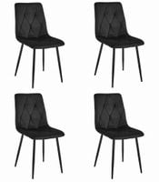 Krzesło tapicerowane czarne LIBRA welur nogi czarne 4 szt. loft