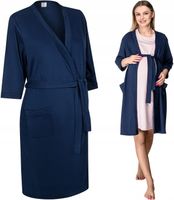 SZLAFROK CIĄŻOWY KOPERTOWY BAWEŁNIANY DO PORODU L