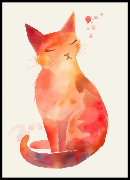 Plakat 50x70cm Akwarelowy Kot zdjęcie 2