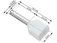 Konektor izolowany tulejka 2x0,5/8 biała 100szt.
