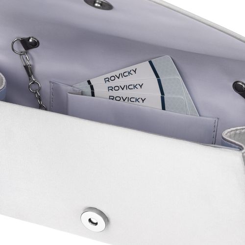 elegancka kopertówka damska w srebrnym kolorze wykonana z tkaniny na Arena.pl