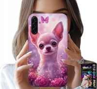 ETUI DO SAMSUNG GALAXY A17 5G - SŁODKA CHIHUAHUA NA RÓŻOWYM TLE KWIATAMI