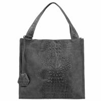 VERA PELLE torebka damska zamszowa shopper kroko na ramię V549 c.szara