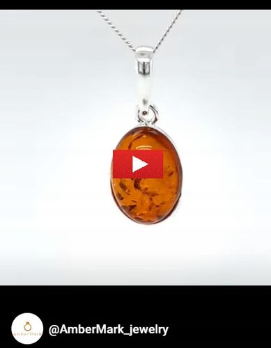 Wisiorek srebrny z bursztynem ZAWIESZKA ze srebra DELIKATNA OWAL FILM na Arena.pl