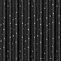 Słomki papierowe czarne w srebrne kropki, 10 szt.