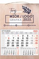KALENDARZ wiszący 2025 jednodzielny DREWNIANY FIRMOWY nadruk LOGO napis