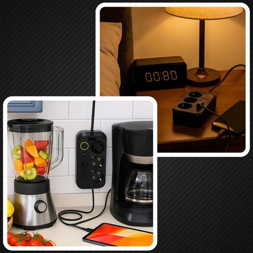 PRZEDŁUŻACZ LISTWA ZASILAJĄCA 1.8M 3 GNIAZDA 230V + 5X USB USB-C ŁADOWARKA na Arena.pl