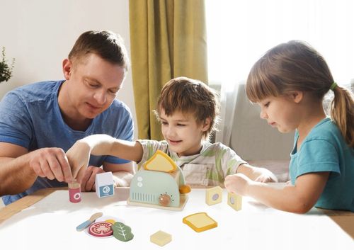 TOSTER DREWNIANY PASTELOWY ZESTAW ŚNIADANIOWY TOOKY TOY na Arena.pl