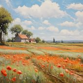 Plakat 70x70cm Szeptające Makowe Pola