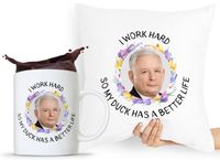 Zestaw Poduszka + Kubek Pis Jarosław Kaczyński Z Nadrukiem Ze Zdjęciem