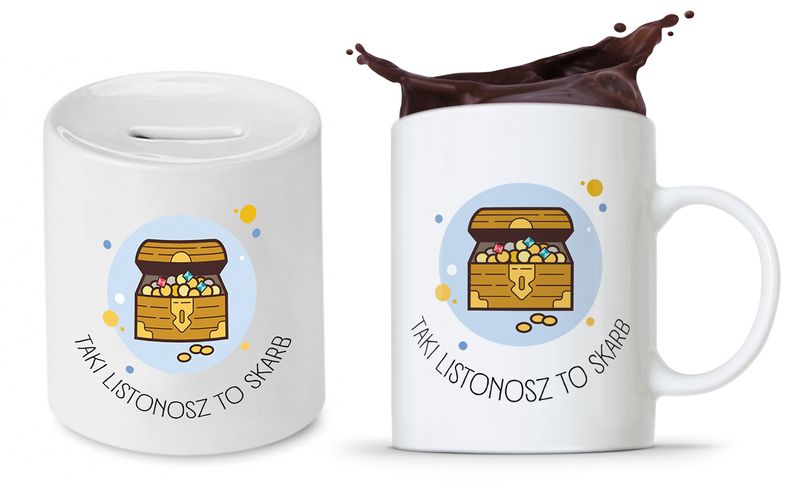 Dla Listonosza Zestaw Kubek + Skarbonka Prezent Z Nadrukiem Ze Zdjęciem zdjęcie 1