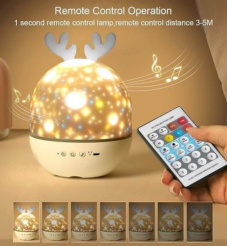 Lampka nocna LED projektor Jeleń z pilotem na Arena.pl