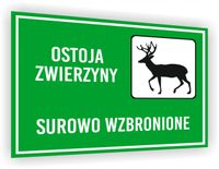 Tabliczka BHP nadruk 20x15 cm ostoja zwierzyny surowo wzbronione