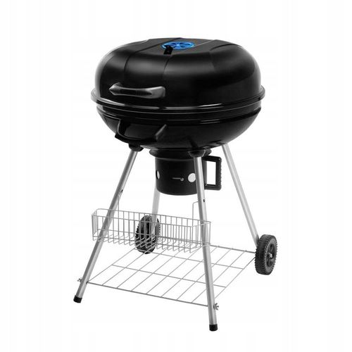 Grill węglowy ogrodowy okrągły przenośny zamykany pokrywa popielnik czarny na Arena.pl