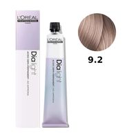 Loreal Dia Light farba do włosów farbowanych i uwrażliwionych, koloryzacja kwasowa ton w ton, bez amoniaku, 50ml 9.2 bardzo jasny opalizujący blond