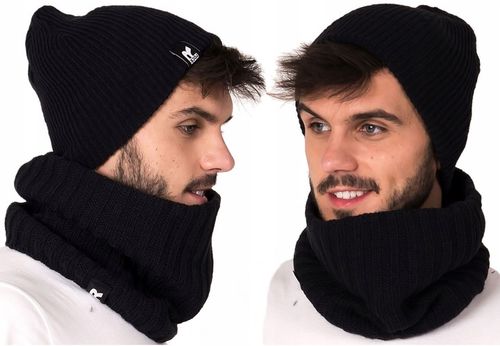 CZARNY KOMPLET MĘSKI CZAPKA + KOMIN TUBA W6 na Arena.pl