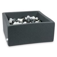Suchy basen grafitowy 90x90x40 z piłeczkami 400 sztuk (białe, grafitowe, czarne, białe sweterkowe)