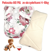Pieluszka Wielorazowa AIO PUL ze Skrzydełkami PIWONIE  NappiMe