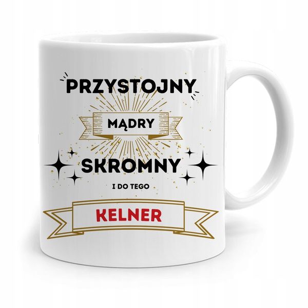 Dla Kelnera Kubek Na Prezent Przystojny Mądry Z Nadrukiem Ze Zdjęciem zdjęcie 1