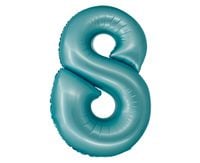 Balon foliowy cyfra "8" niebieski matowy, 76 cm