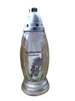 Znicz szklany srebrny z dedykacją ,,Kochanemu Dziadkowi" 29cm