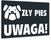 Tabliczka znak informacyjny 20x15 Antracyt UWAGA ZŁY PIES Aluminiowa