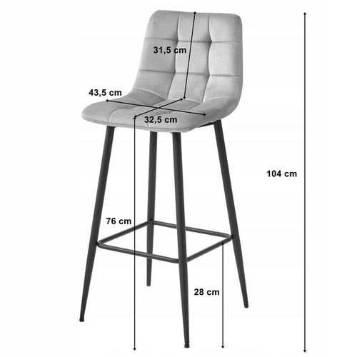 Hoker Krzesło Tapicerowane Barowe Wysokie do Wyspy Welurowe Czarne na Arena.pl
