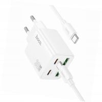 Biała ładowarka cztery porty USB-C 30W Hoco do iPhone 15 Pro Max