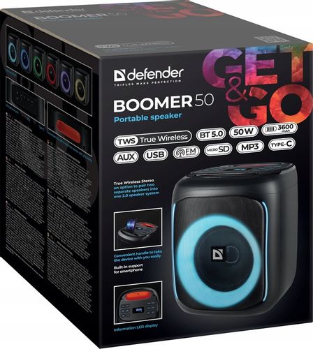 DEFENDER PartyBox Duży Głośnik Bluetooth Przenośny Bezprzewodowy 50W TWS na Arena.pl
