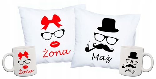 Prezent dla rodziców Mąż i Żona Poduszka kubek na Arena.pl