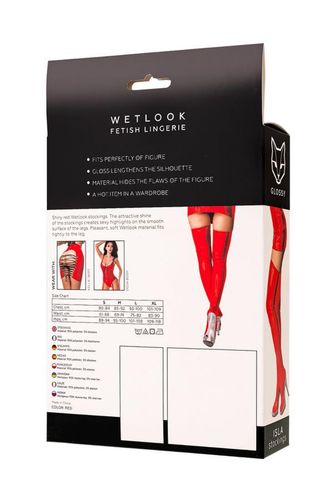 Wetlook Glossy Isla Stockings - Red S na Arena.pl