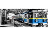 100X40CM ZEGAR POCIĄG OBRAZ DRUK