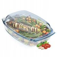 NACZYNIE ŻAROODPORNE 5L Z POKRYWĄ DO ZAPIEKANIA PROSTOKĄTNE SZKLANE DUŻE