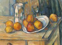 Plakat 18x13cm Still Life with Milk Jug and Fruit, Paul Cezanne