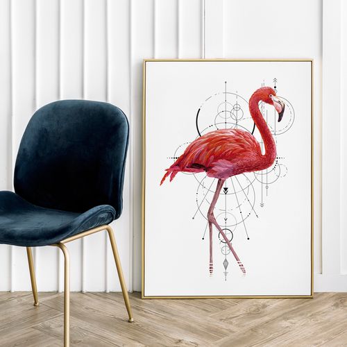 Plakat różowy flaming geometria 21x29,7 cm A4 na Arena.pl