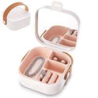 Pudełko na Biżuterię z Lusterkiem Organizer Podróżny Pojemnik Szkatułka