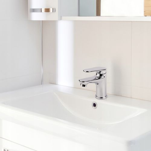 Bateria umywalkowa stojąca chrom kran łazienkowy srebrny YOKA HOME na Arena.pl