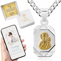 Srebrny medalik Matka Boska 925 + łańcuszek 45 cm komunia / chrzest prezent