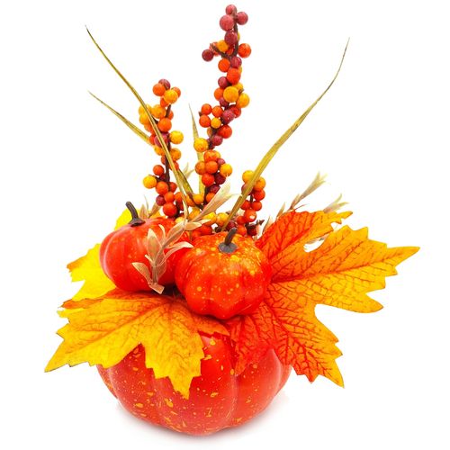 STROIK JESIENNY DYNIA Z KWIATAMI JESIENNA DEKORACJA STROIK NA STÓŁ 22 cm na Arena.pl