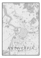 Antwerpia mapa czarno biała  - plakat 21x29,7 cm