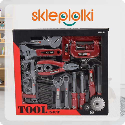 ZESTAW MAJSTERKOWICZA DLA DZIECI NARZĘDZIA 30 ELEMENTÓW  MŁOTEK KOMBINERKI na Arena.pl