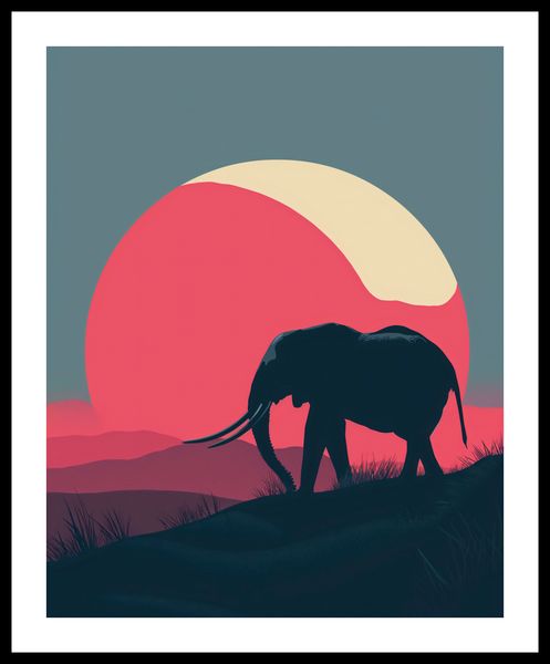 Plakat 40x50cm Słoń przy Czerwieni zdjęcie 3