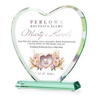 STATUETKA serce szklana PREZENT 30 Perłowa ROCZNICA ŚLUBU rodziców