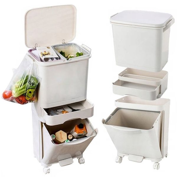 Kosz pojemnik odpady do segregacji 42L kremowy Nardan zdjęcie 1