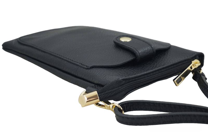 Torebka skórzana / etui na telefon - Czarne zdjęcie 4